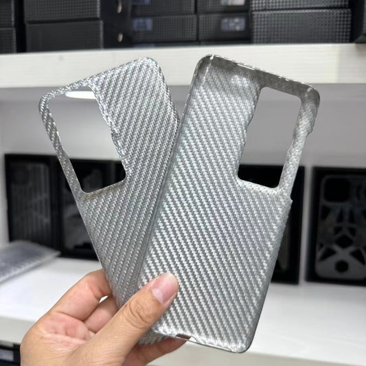 Huawei P60/ P60 Pro Real Kevlar Carbon Fiber Phone Case - Glossy Silver