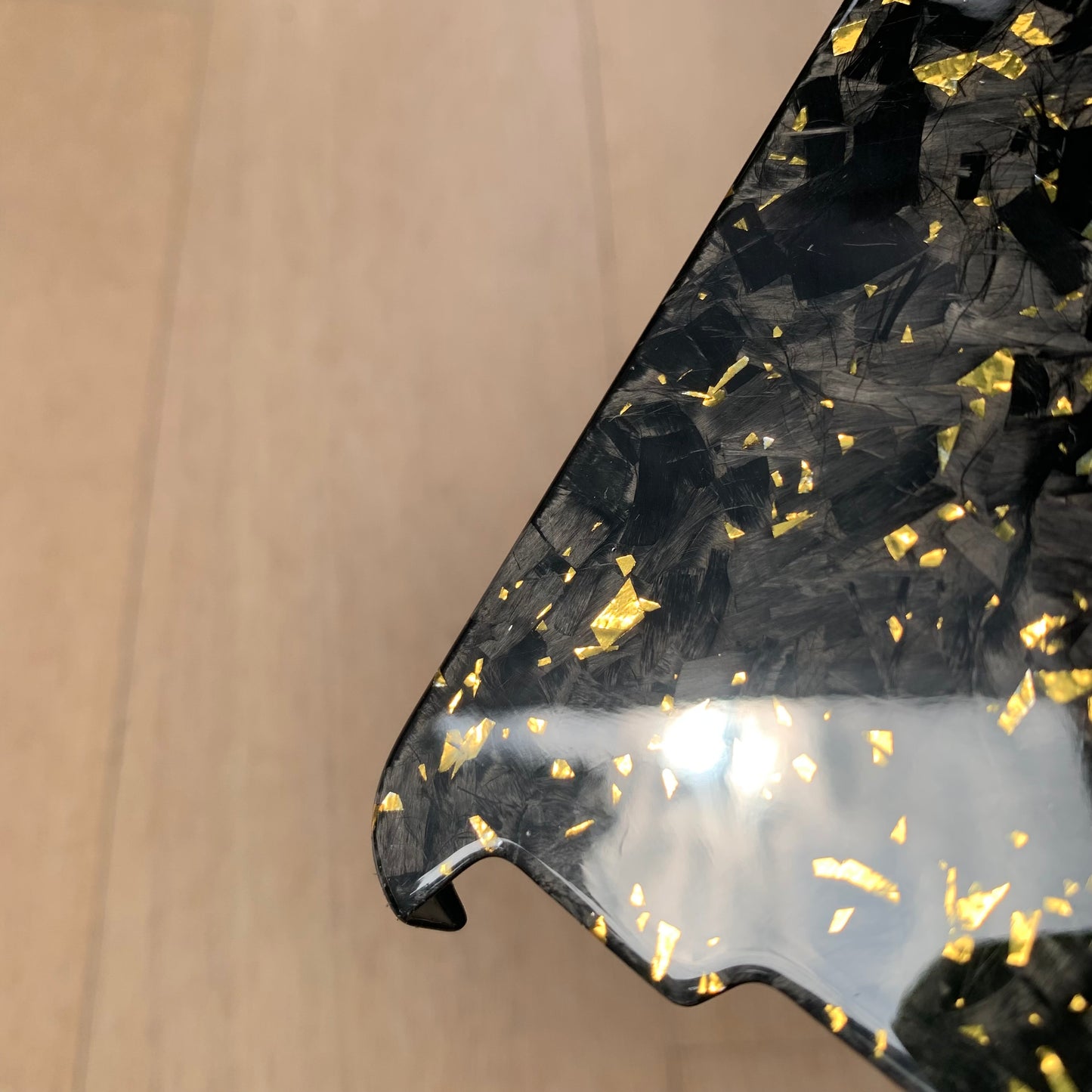 iPhone 14 15 Pro / Max Real Glossy Forged Carbon Case with Gold Flakes