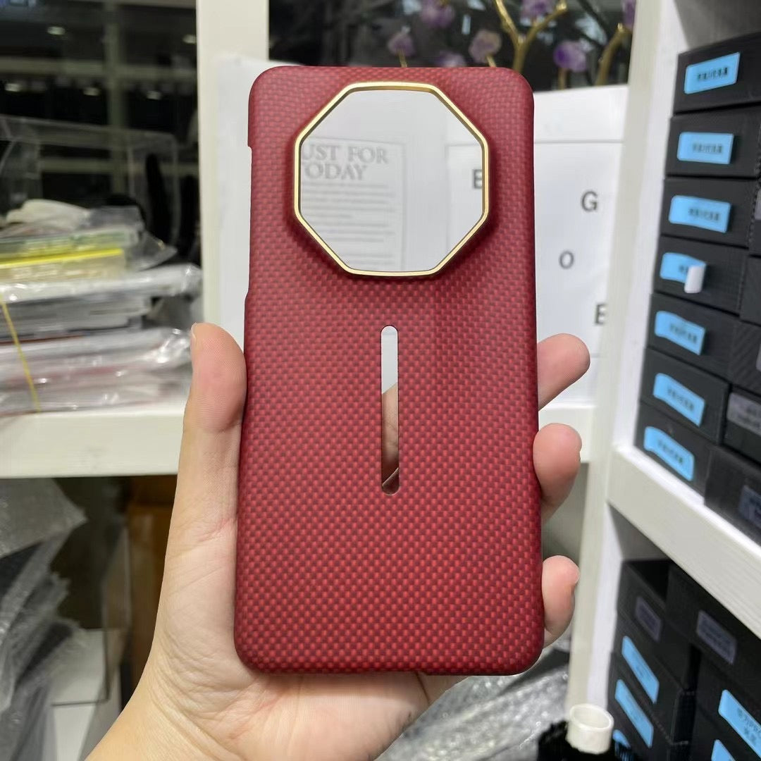 Huawei Mate 60 Rs (Porsche) Red Real Kevlar Carbon Fiber Case with Metal Lens