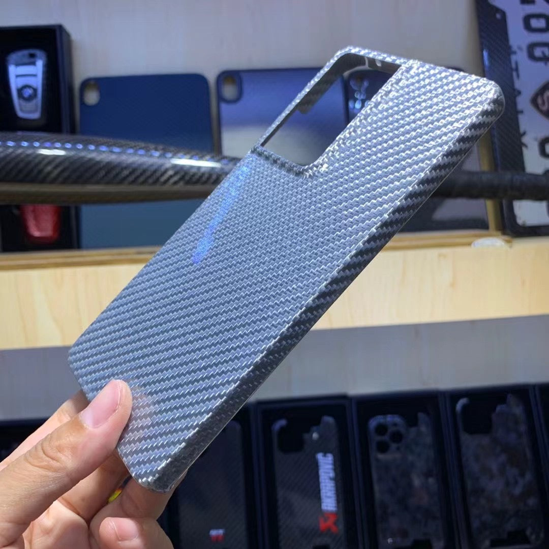 Samsung Galaxy S21 Ultra Real Kevlar Carbon Fiber Phone Case - Glossy Silver