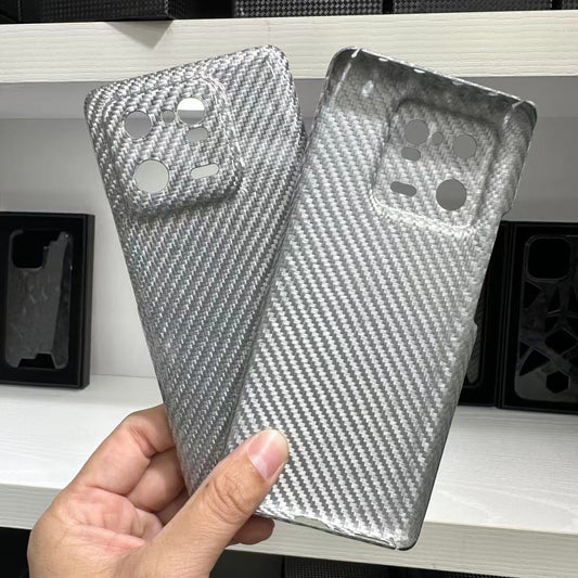 Xiaomi 13 Pro Real Kevlar Carbon Fiber Phone Case - Glossy Silver