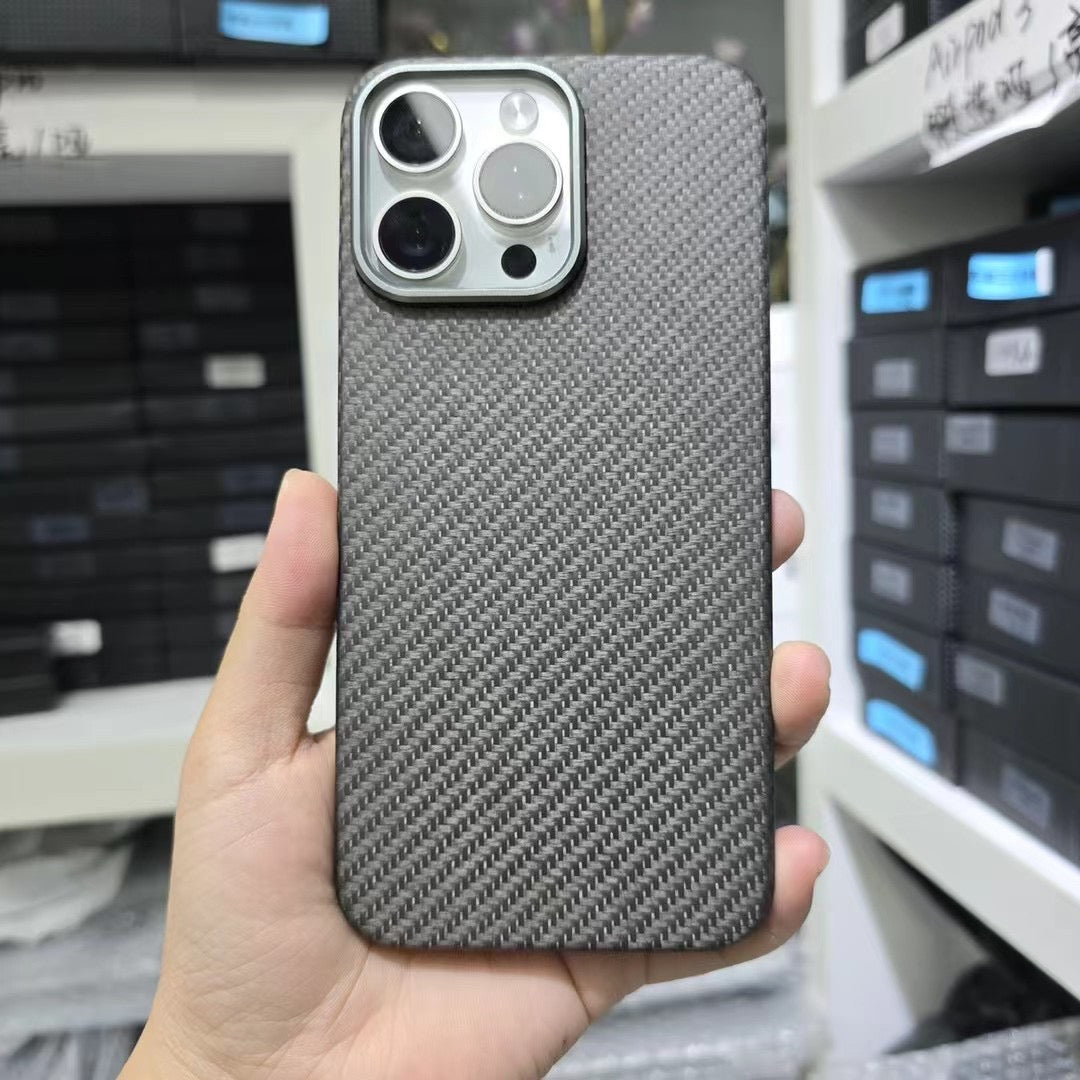 iPhone 15 Pro / Max Real Kevlar Carbon Fiber Case with MagSafe and Metal Lens Protection