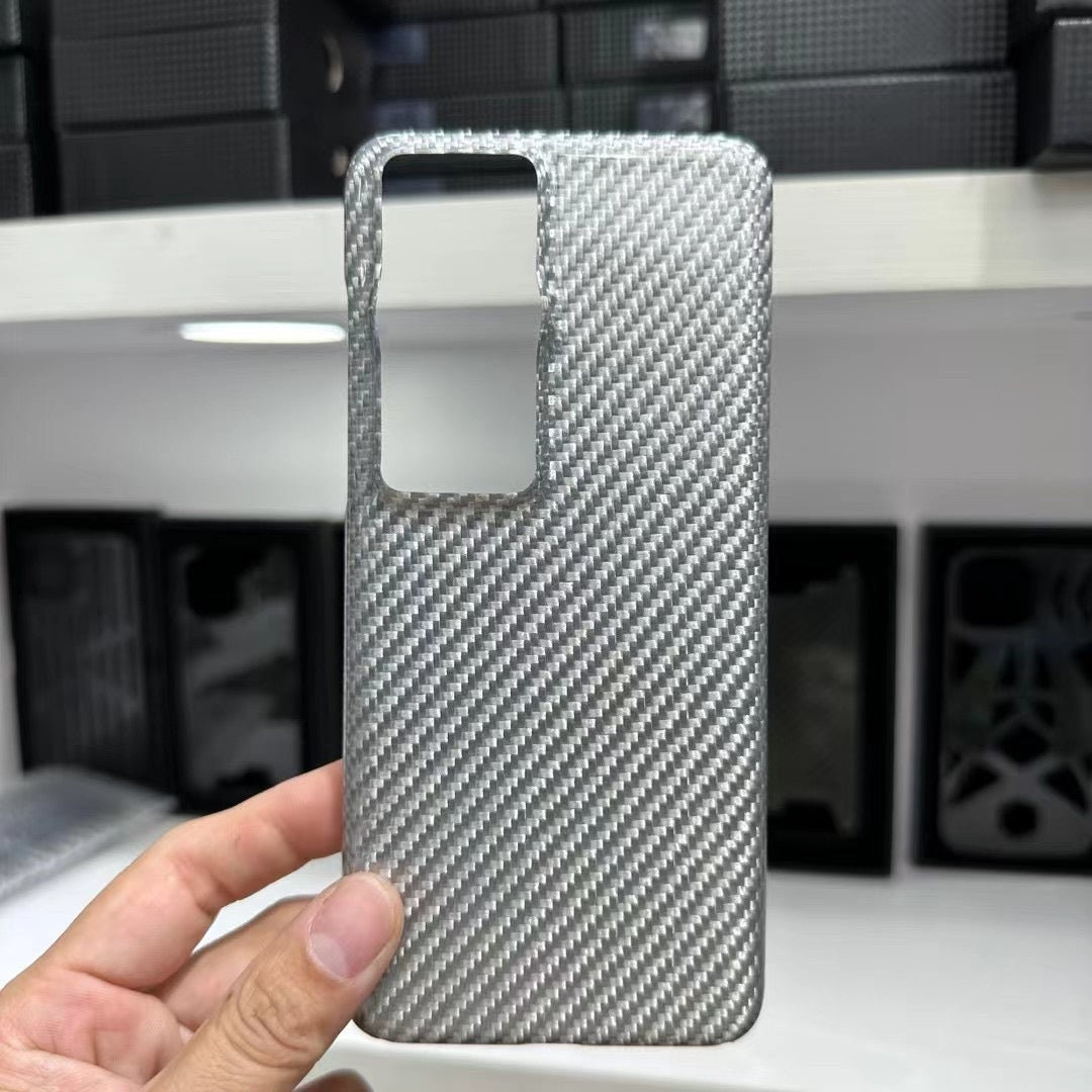 Huawei P60/ P60 Pro Real Kevlar Carbon Fiber Phone Case - Glossy Silver